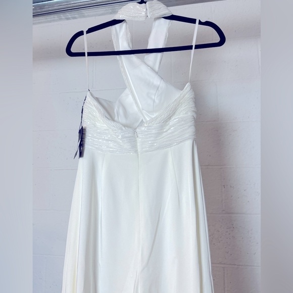 Mac Duggal 11666 Sequined Cross Neck Halter Jumpsuit - Picture 7 of 11